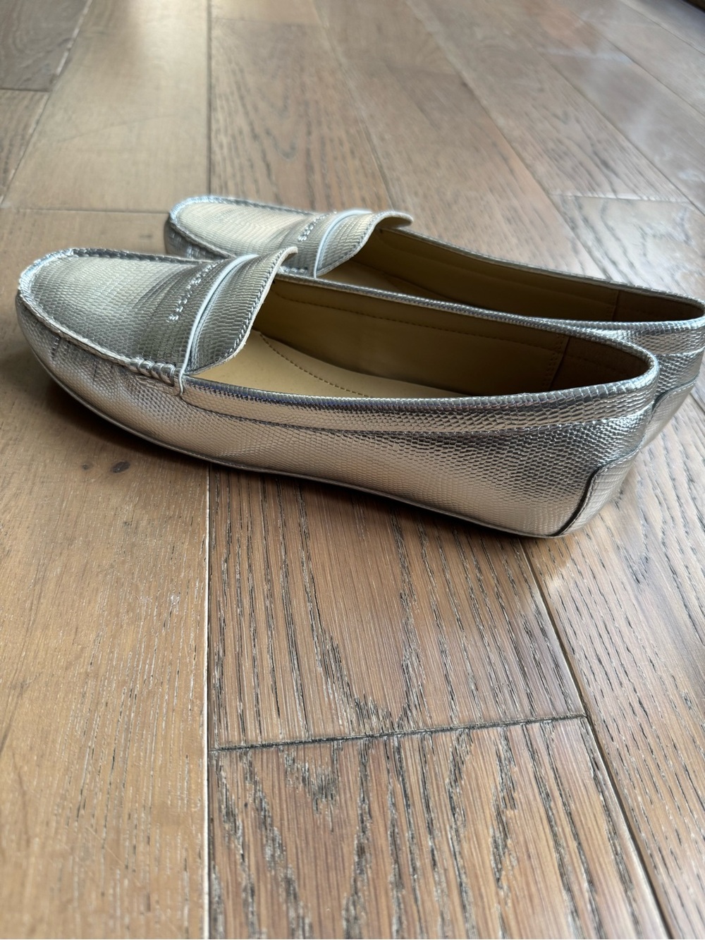MICHAEL Michael Kors Metallic Silver Penny Loafers
